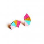 Geometric Leather Earrings Mini Triangle..